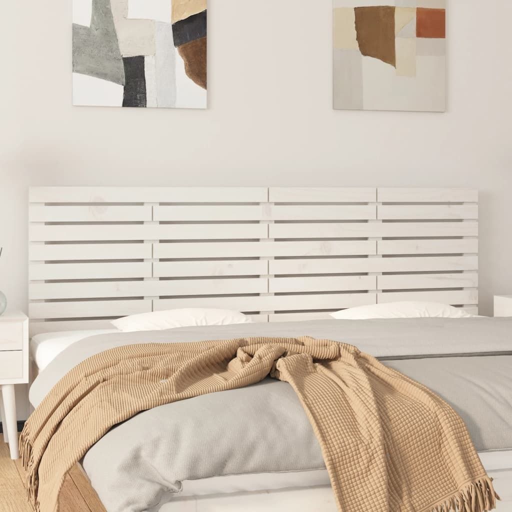 The Living Store Wand-Kopfteil Weiß 206x3x63 cm Massivholz Kiefer