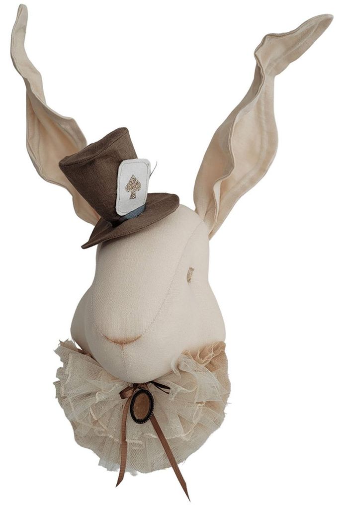 Wandtrophäe Hase aus Leinen Babyzimmer - 65 x 25 cm - Beige | by SEVIRA KIDS