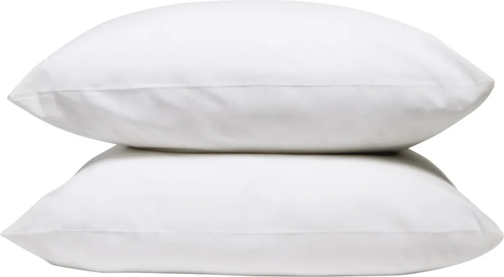 Lot de 2 Taies d'Oreiller Bleu Câlin 100% Percale de Coton Blanc 50x75