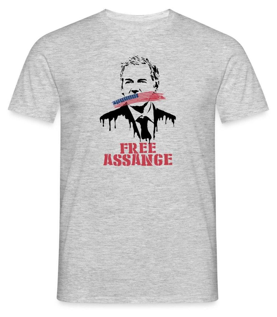 Spreadshirt WikiLeaks USA Flagge Männer T-Shirt, M, Grau meliert