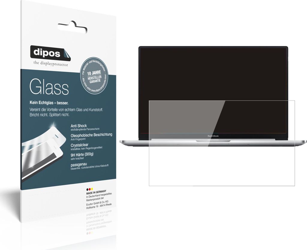 2x Schutzfolie für Xiaomi RedmiBook 14 II - Anti-Shock 9H Folie dipos Glass Kunststoffglas