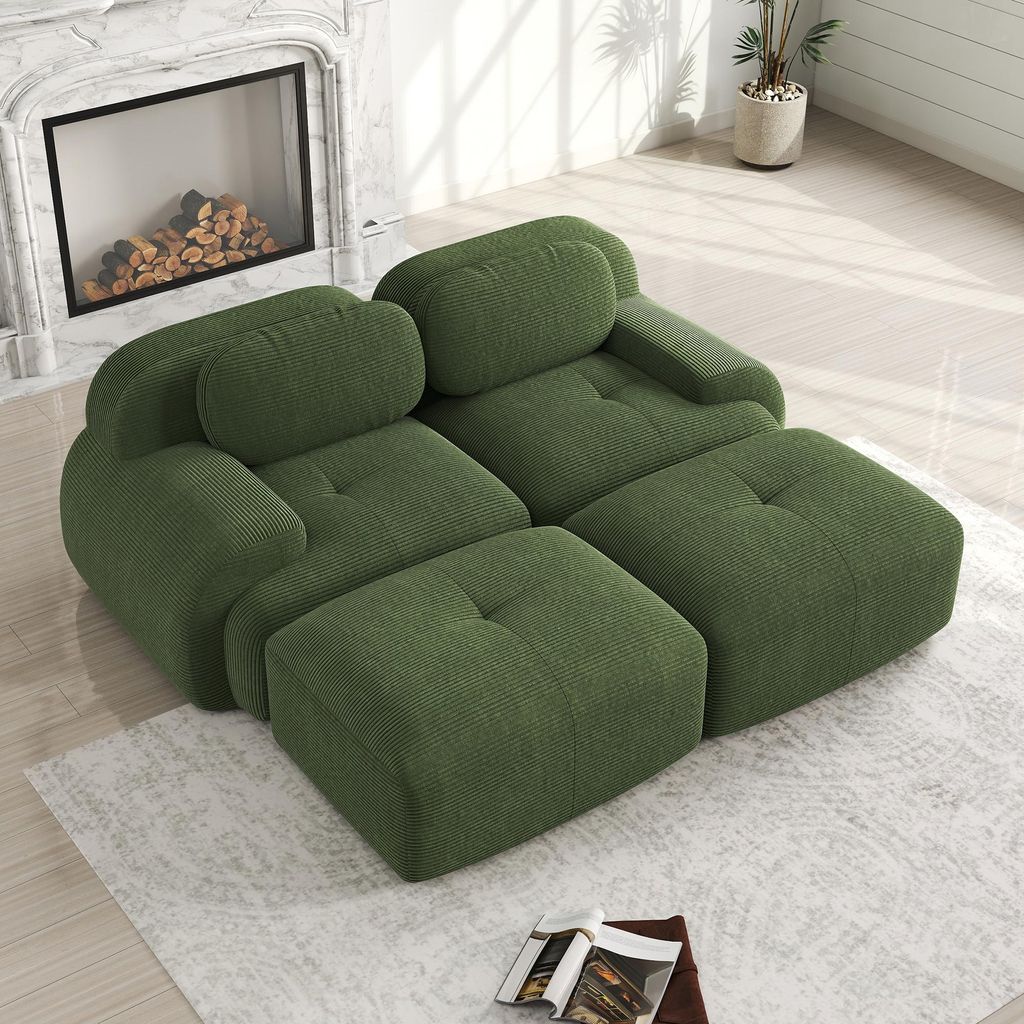 STILVORA 2-Sitzer-Sofa mit rahmenlosem Design, Rahmenloses Sofa mit modularer Kombination und Chaiselongue, Sofa mit hochelastischer Polsterung mit...