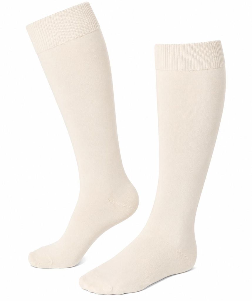 Damen Kniestrümpfe Einfarbig Neutrale Creme Größe 35-38 Produktbild 