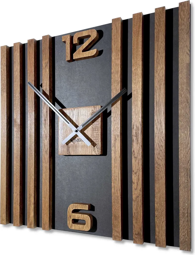Horloge murale grand format en bois brun 60cm, fin du tic-tac agaçant