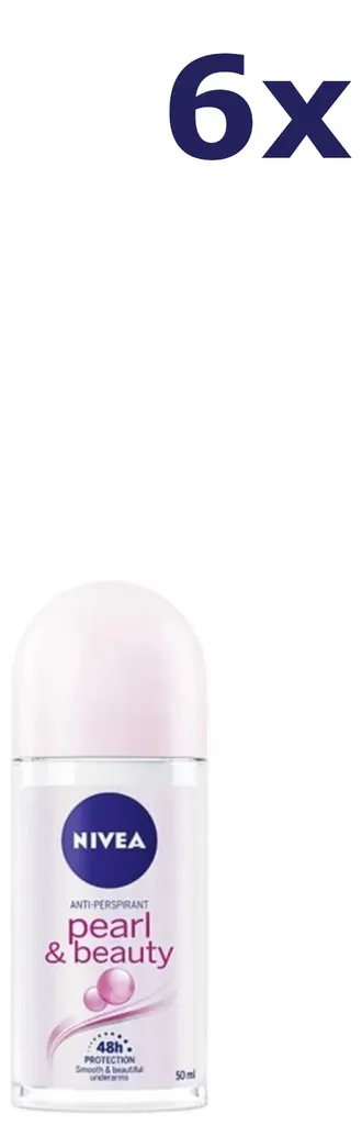 Déodorant à bille Nivea Pearl Beauty 50 ml, pack de 6 longue durée 48h