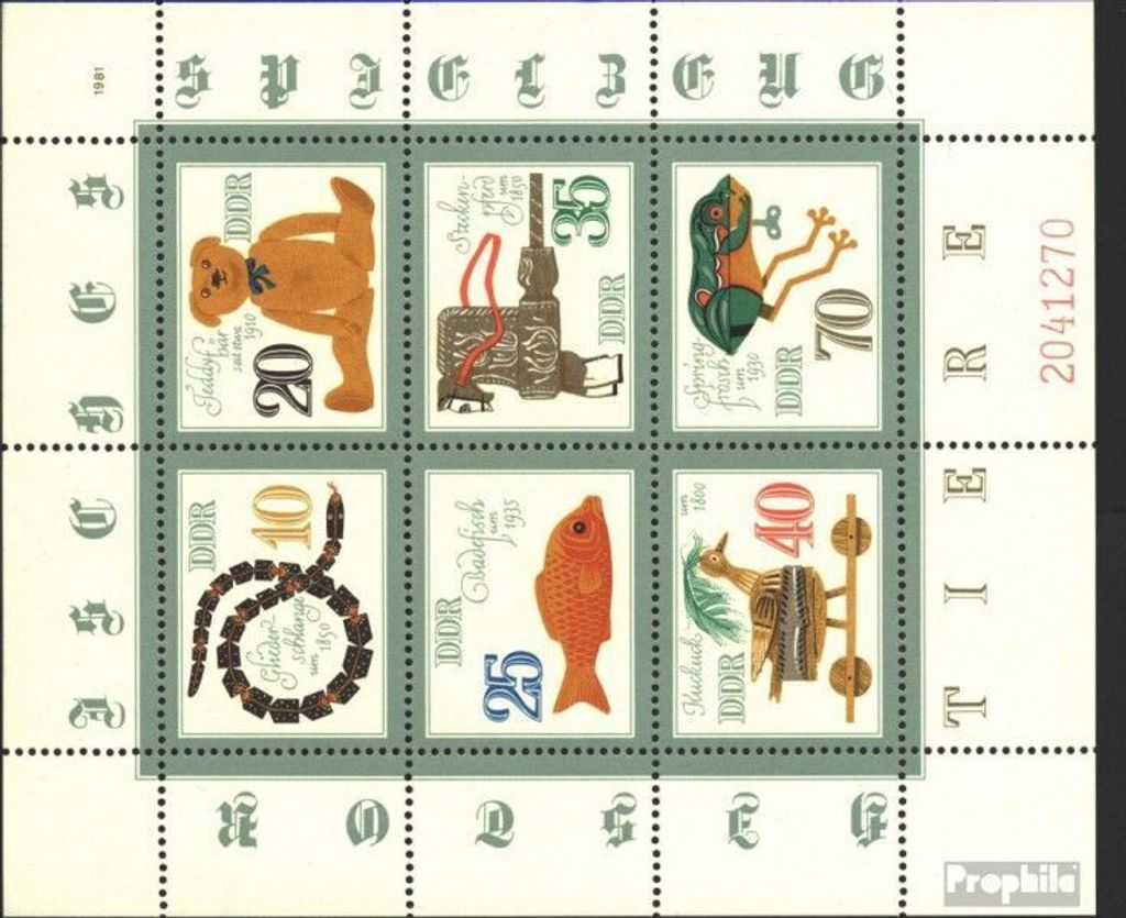 Briefmarken DDR 1981 Mi 2661-2666 Kleinbogen Produktbild 