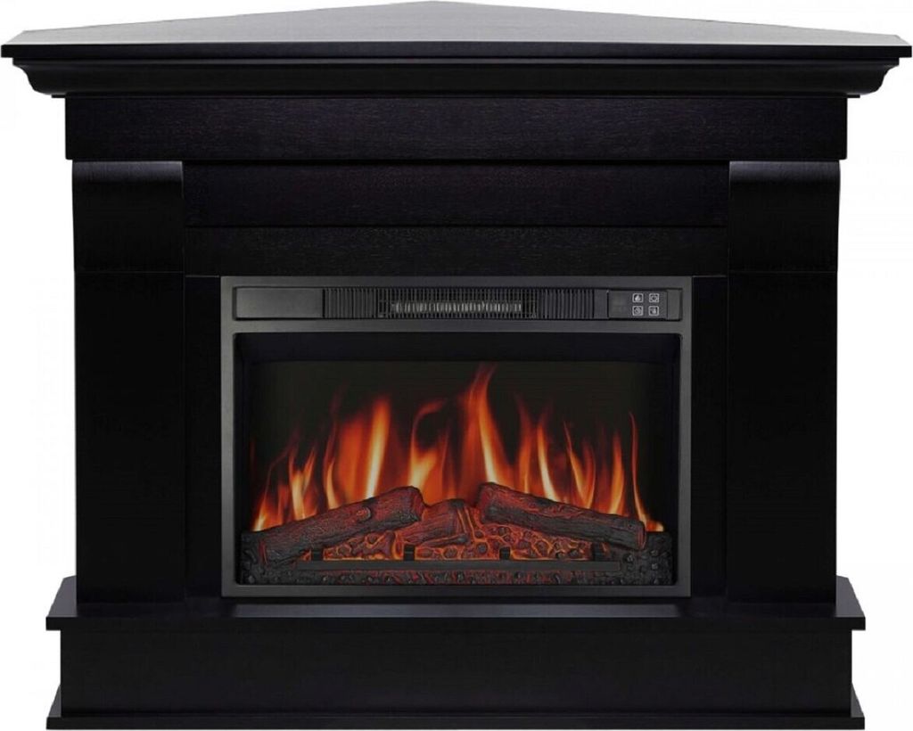 Casa Padrino Barock LED Elektro Eckkamin Schwarz 110 x 70 x H. 90,6 cm