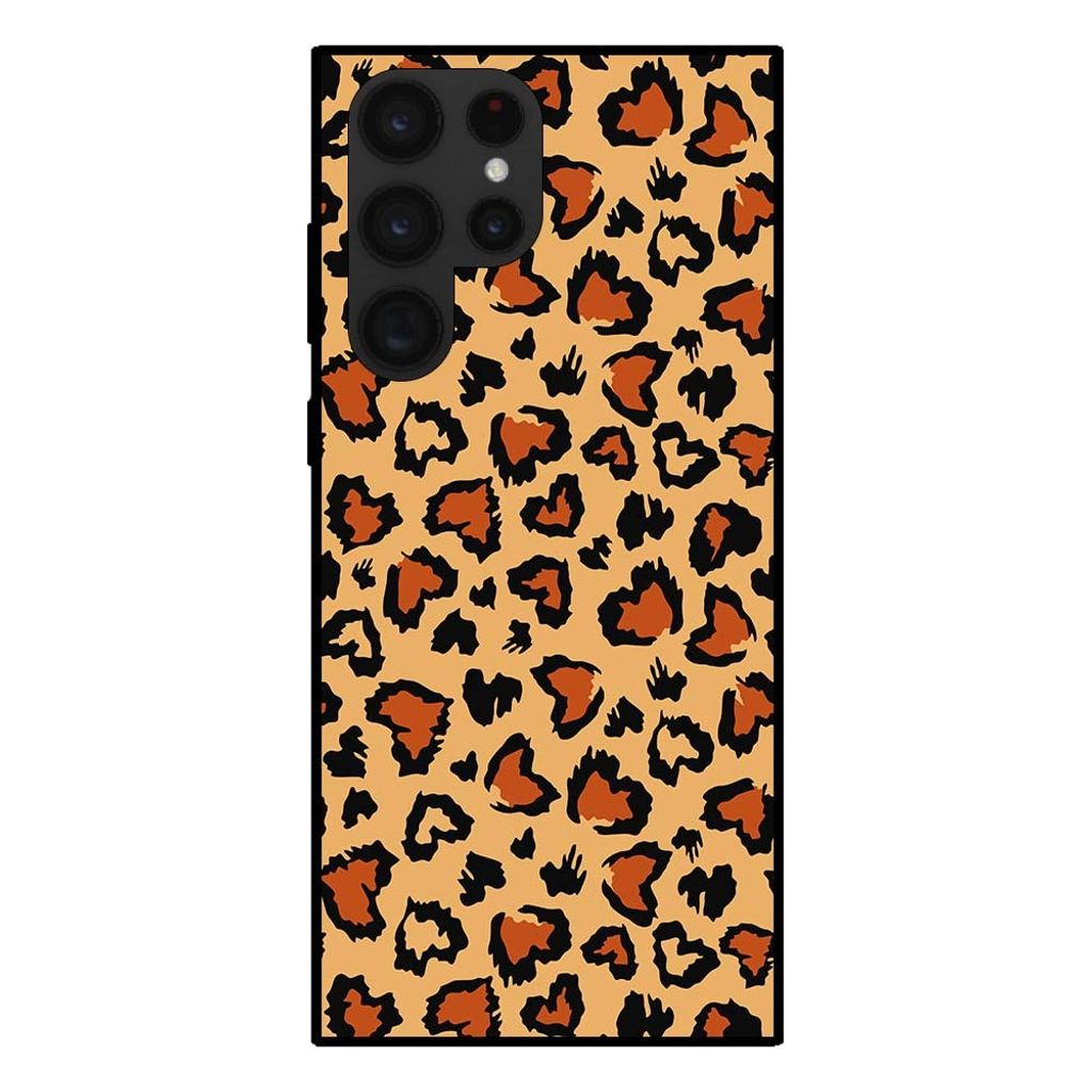 Smartphonica Handyhülle für Samsung Galaxy S22 Ultra mit Tiger-Print - Panther Print Back Cover - Braun