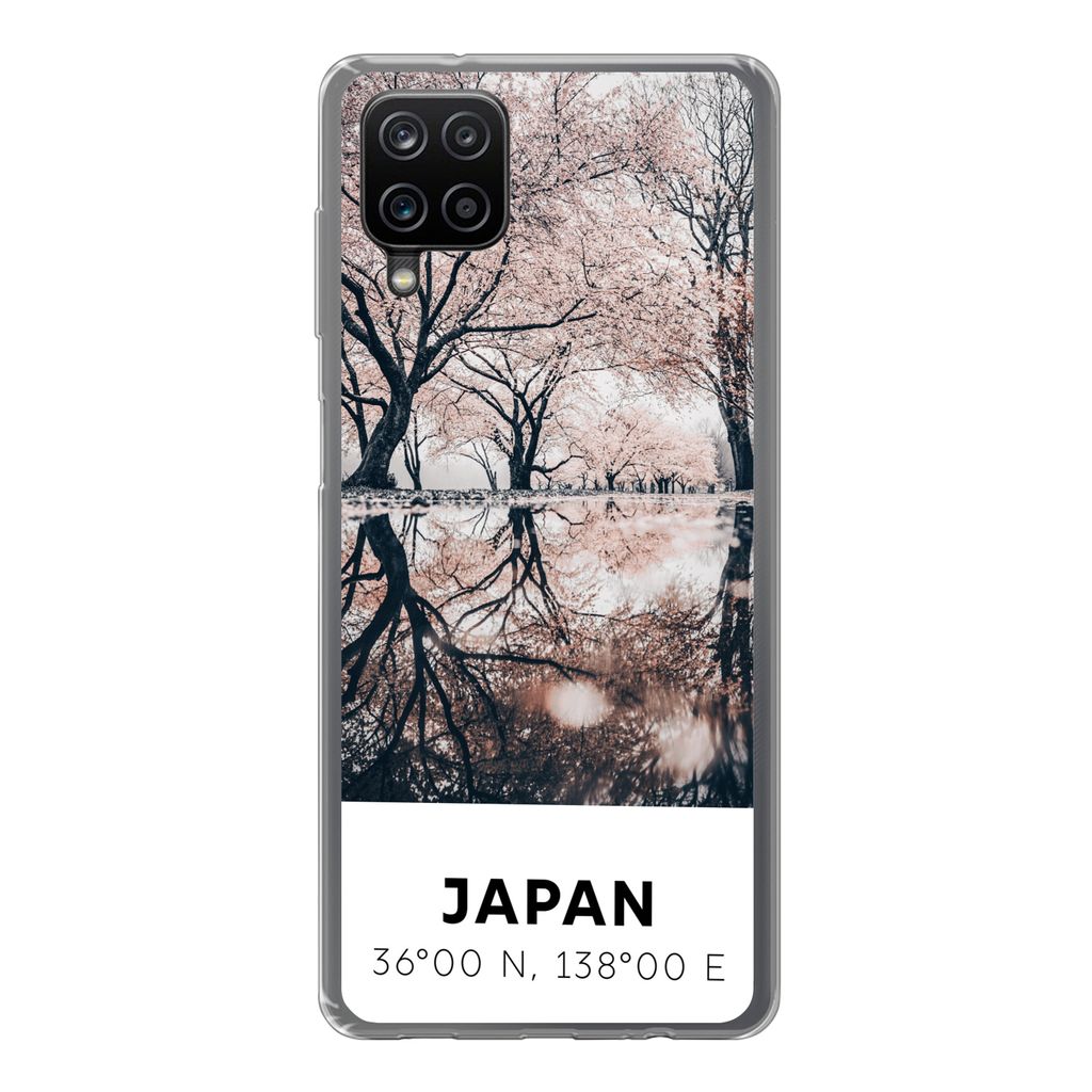 MuchoWow Handyhülle Schutzhülle Hülle für Samsung Galaxy A12 Japan - Sakura - Frühling - Rosa Silikon Softcase Handy Hülle - Bild
