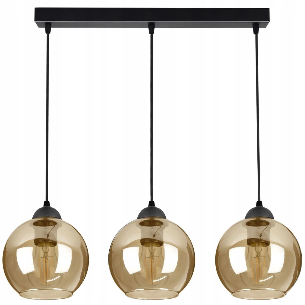 LUXOLAR Pendelleuchte 3-flammig E27 Schwarz - Glasschirme Produktbild 