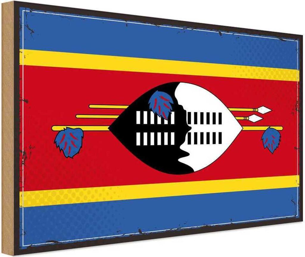 vianmo Holzschild 20x30 cm Swasilands Eswatini Flagge Fahne Wappen
