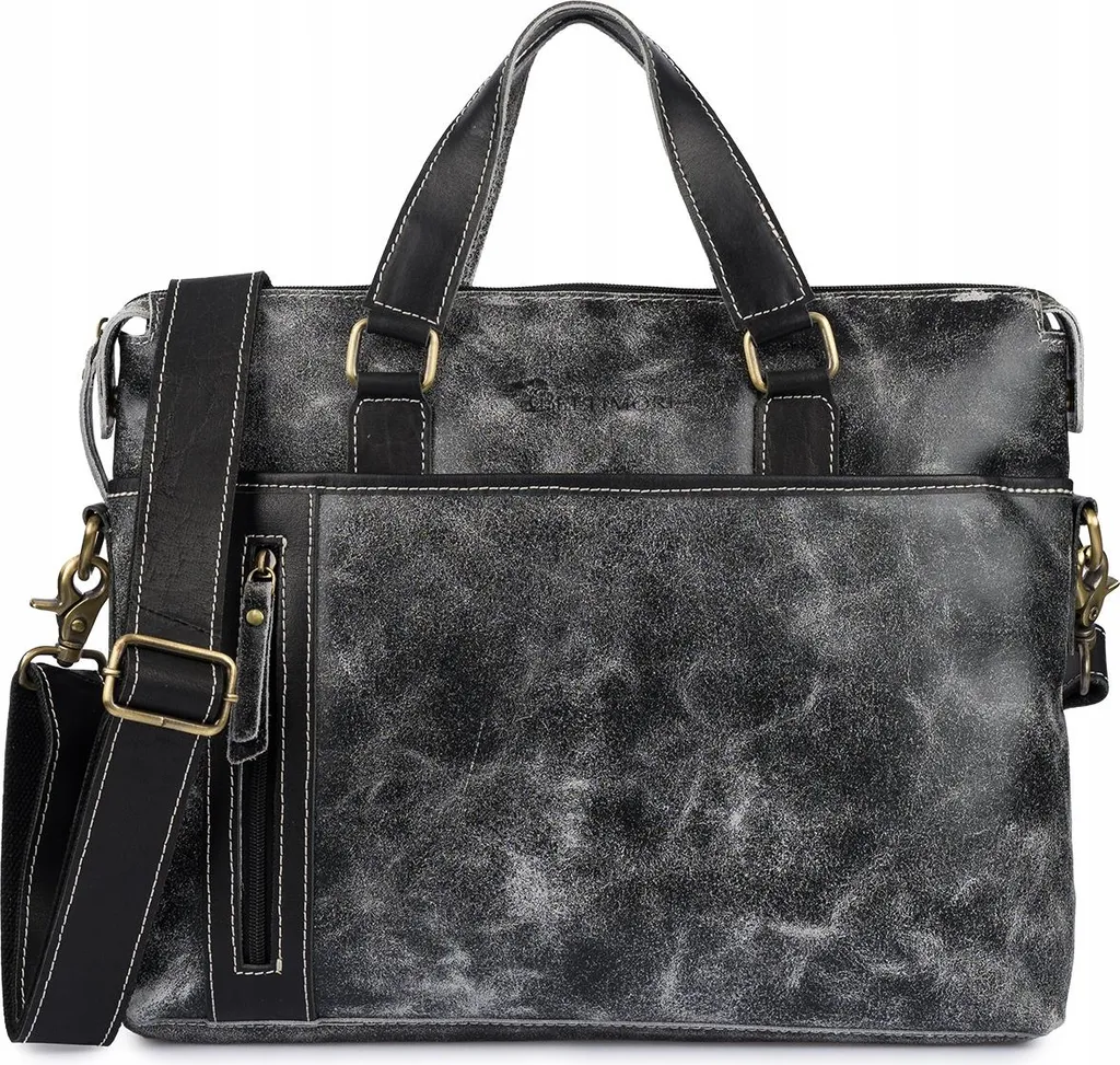 Sac à bandoulière Beltimore en cuir nubuck noir pour ordinateur 17 pouces