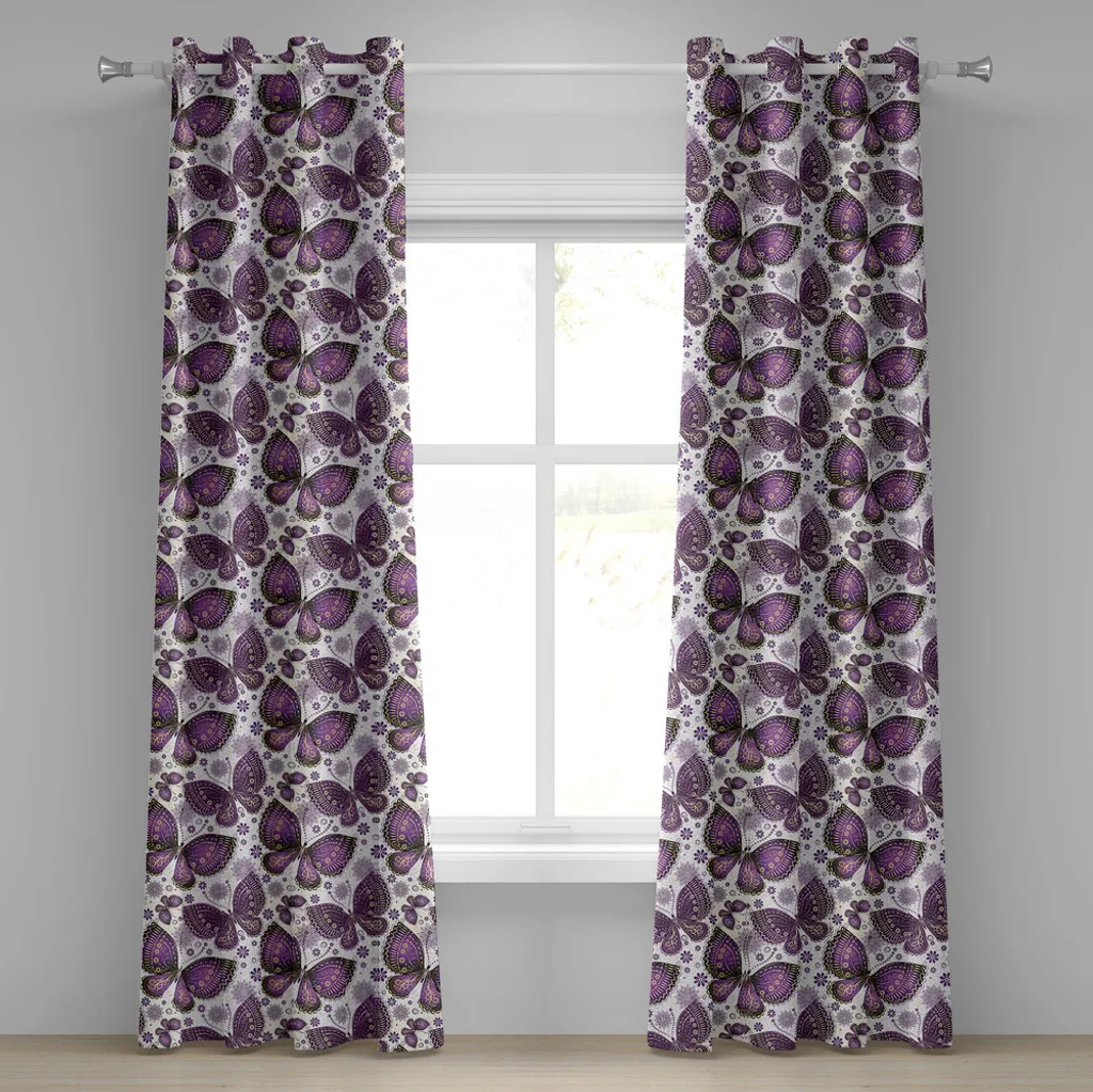 Set 2 Tende ABAKUHAUS 280x225 Viola Bianco Paisley Etnico