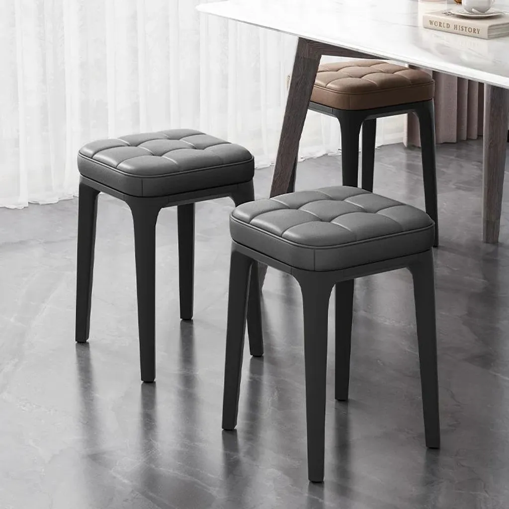 Tabouret de bar gris ergonomique avec dossier confortable en simili - 2