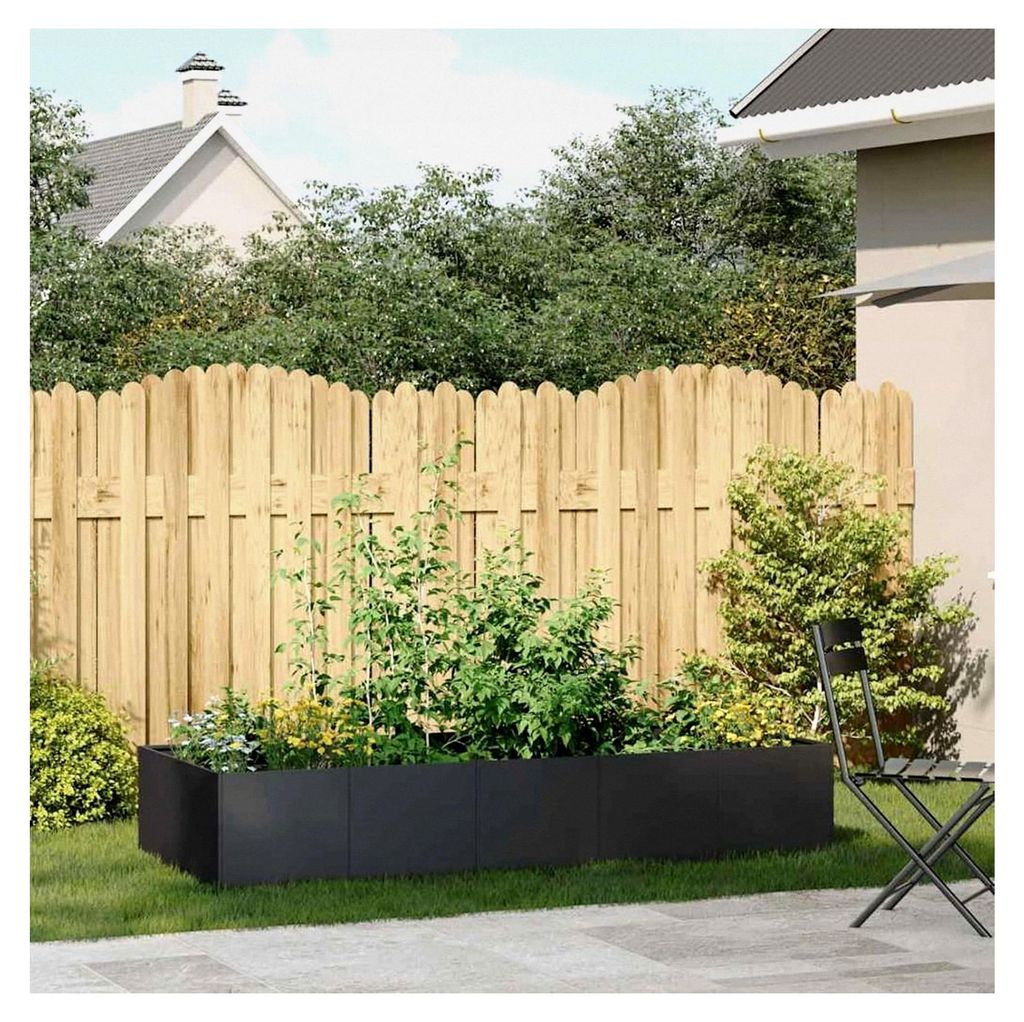 Pflanzgefäß Schwarz 200x80x40 cm Stahl, Hochbeet für Balkon, Garten und Terrasse