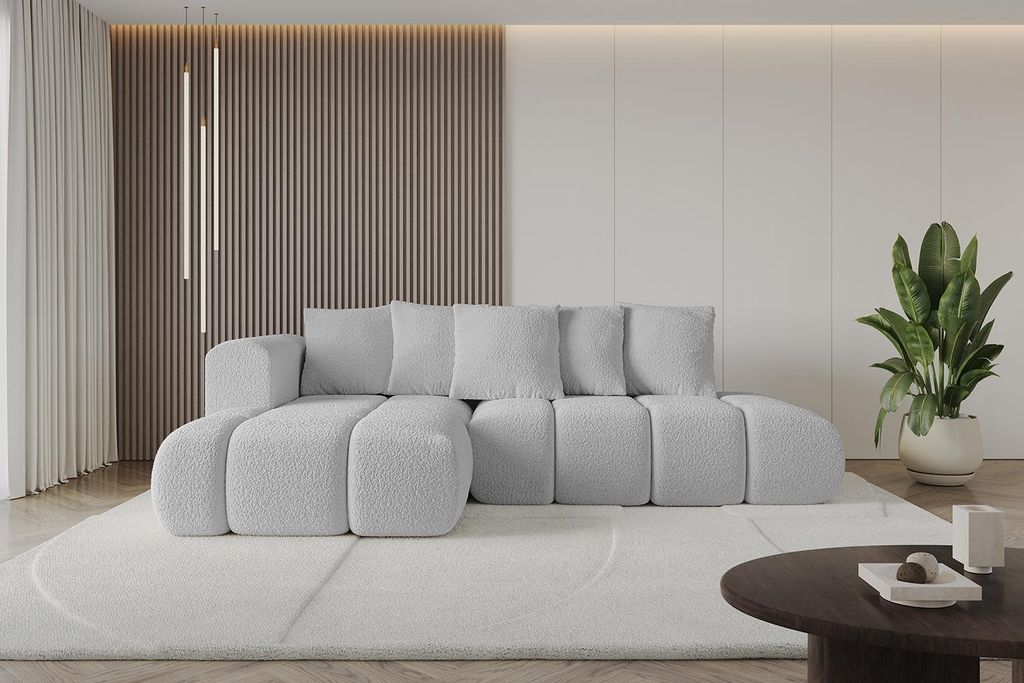 ALTDECOR Ecksofa mit Schlaffunktion und Bettkasten CLOUD-L-v1 280x185x90 Hellgrau - Corner Sofa Bett Eckcouch Couch L-Form Schlafcouch Ausziehbar W...