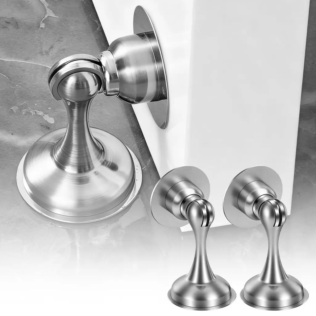 Butoir de porte inox magnétique et adhésif pour montage sol ou mur