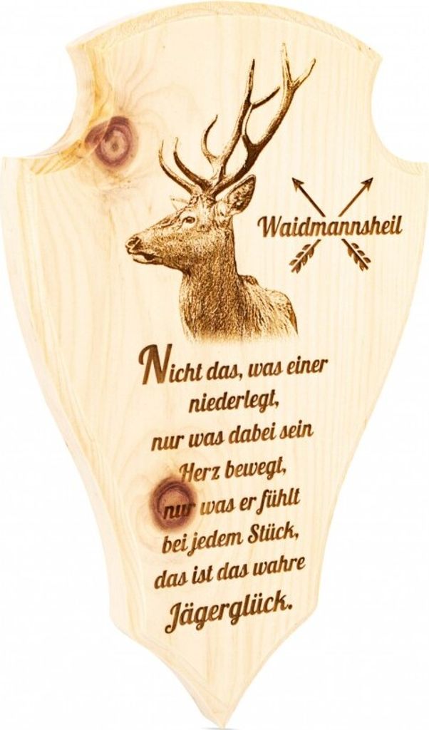 Jäger Wandbild aus Zirbe Waidmannsheil