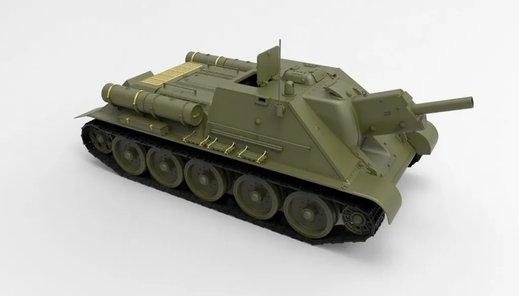 Maquette Char Soviétique SU-122 1/35 avec Aménagement Intérieur Total - 5