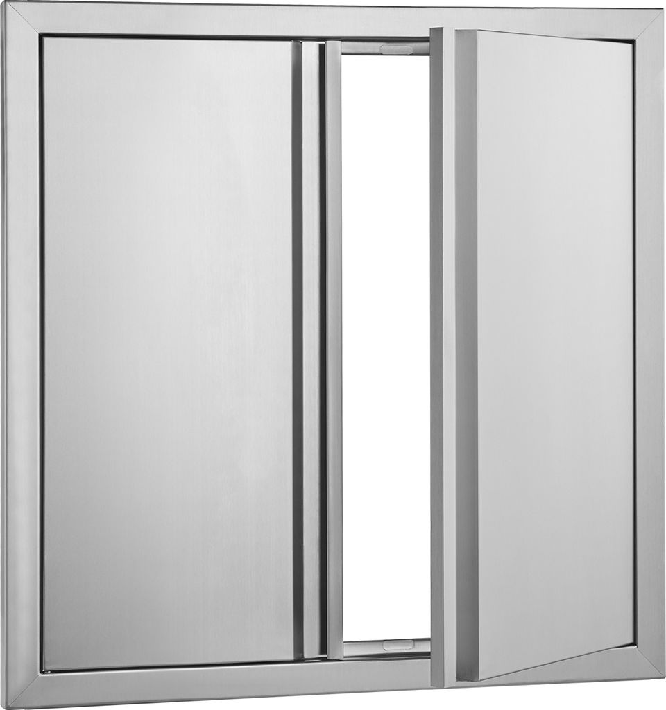 SucceBuy Grill-Zugangstür, 610 x 610 mm, doppelte flächenbündig montierte Edelstahltür, Außenküche und Grillinsel, vertikale Wandtür mit ver...