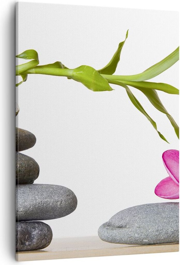 Bild auf Leinwand - Leinwandbild - Einteilig - Ruhig blume dekoration stein - 50x70cm - Wand Bild - Wanddeko - Wandbilder - Leinwanddruck - Wanddek...