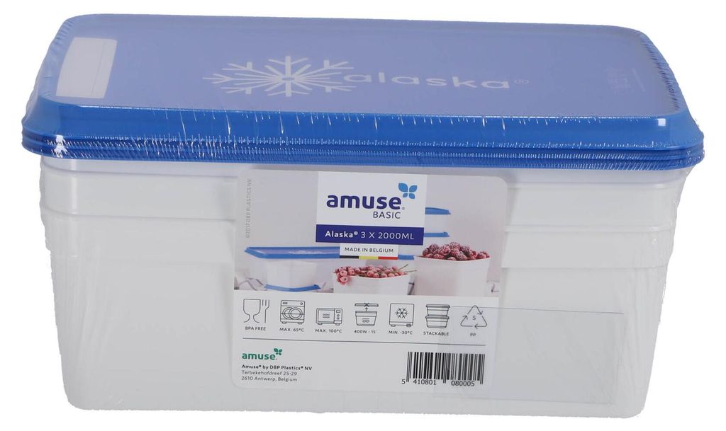 Amuse Gefrierboxen stapelbar 3x2000ml - Aufbewahrungsboxen weiß blau