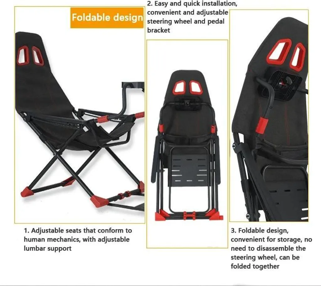 Simulateur de course Bluetooth Force Feedback avec cockpit pliable noir - 11