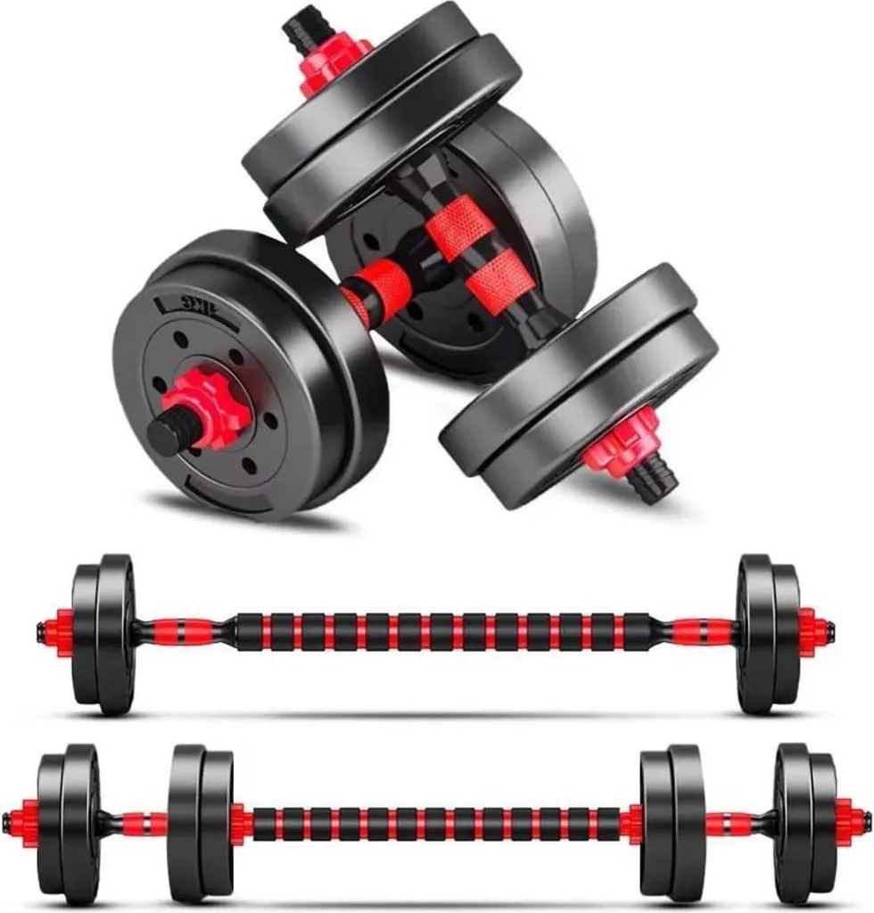 Haltères réglables 15kg fitness avec poignées ergonomiques antidérapant