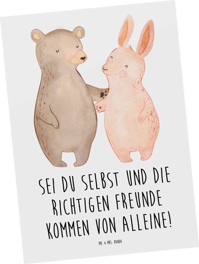 Mr. & Mrs. Panda Grußkarte Neue Freunde finden - Weiß - Geschenk, herzliche Begegnungen, Trost, Ansichtskarte, Ansichtskarten, Unterstützung, Fr...