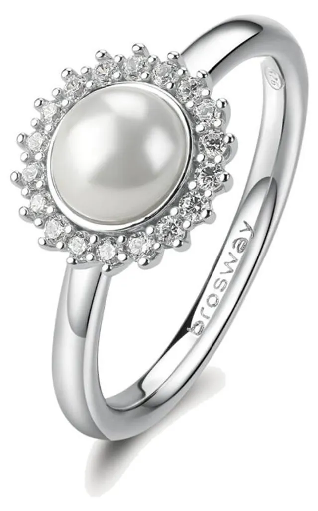 Bague de Soirée en Argent avec Perle et Zircons - Idée Cadeau Taille 50