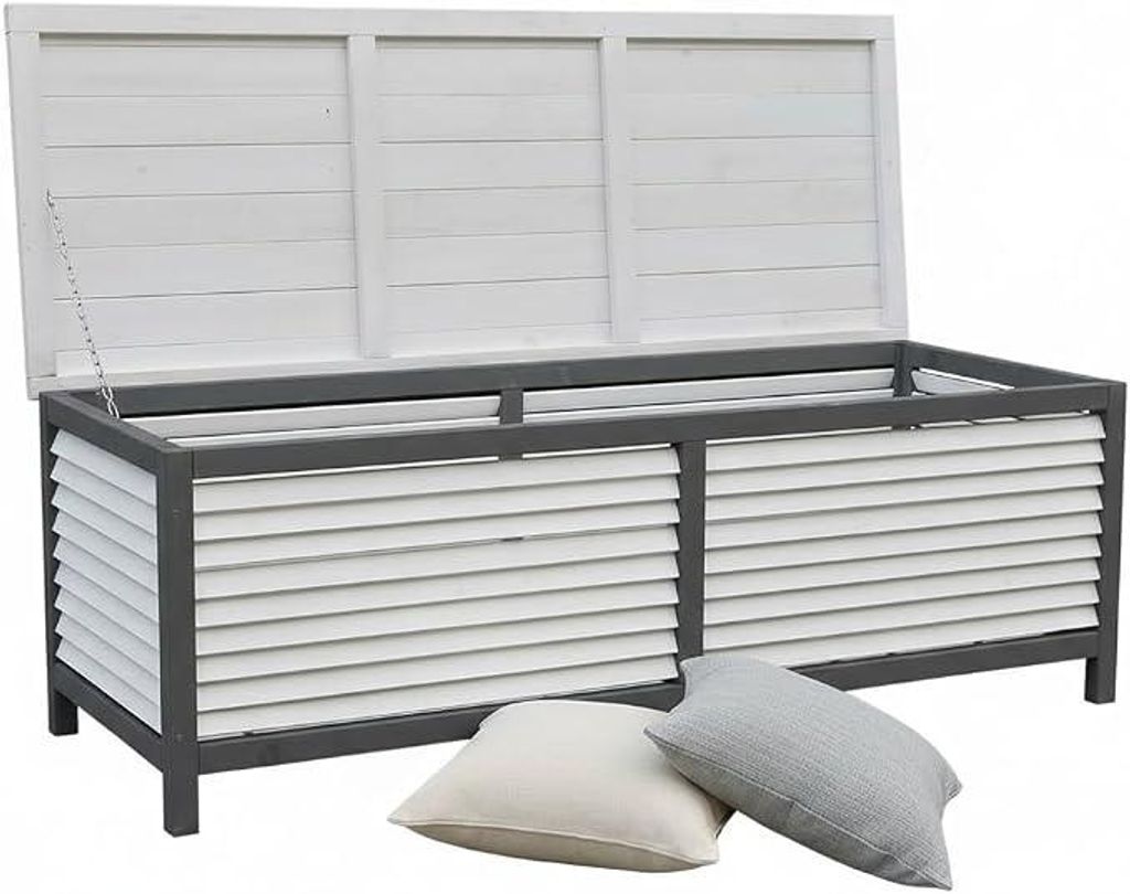 Gartenbox Auflagenbox Gartentruhe wetterfest 140 cm Weiß Produktbild 
