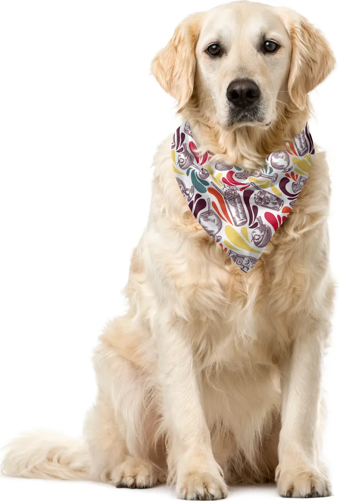 ABAKUHAUS Bandana retrò per animali domestici, motivi vintage cocktail, 55x55 cm, multicolore