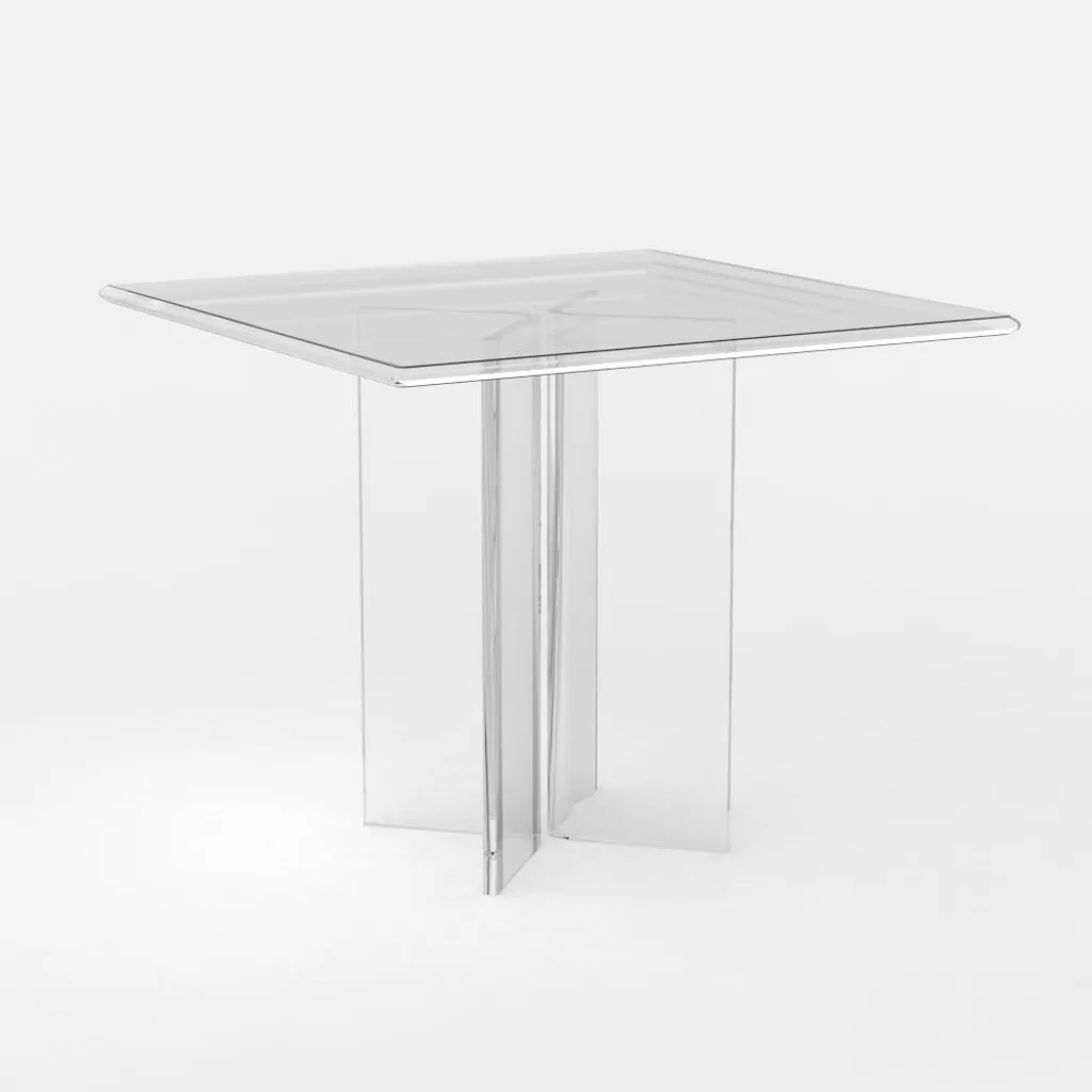 Petite table carrée transparente pour salle à manger 80x80 cm Holden
