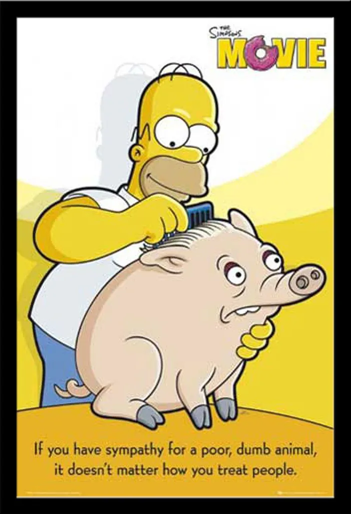 Affiche Encadrée Les Simpsons Dumb Animals et Cadre Noir Shinsuke Pro