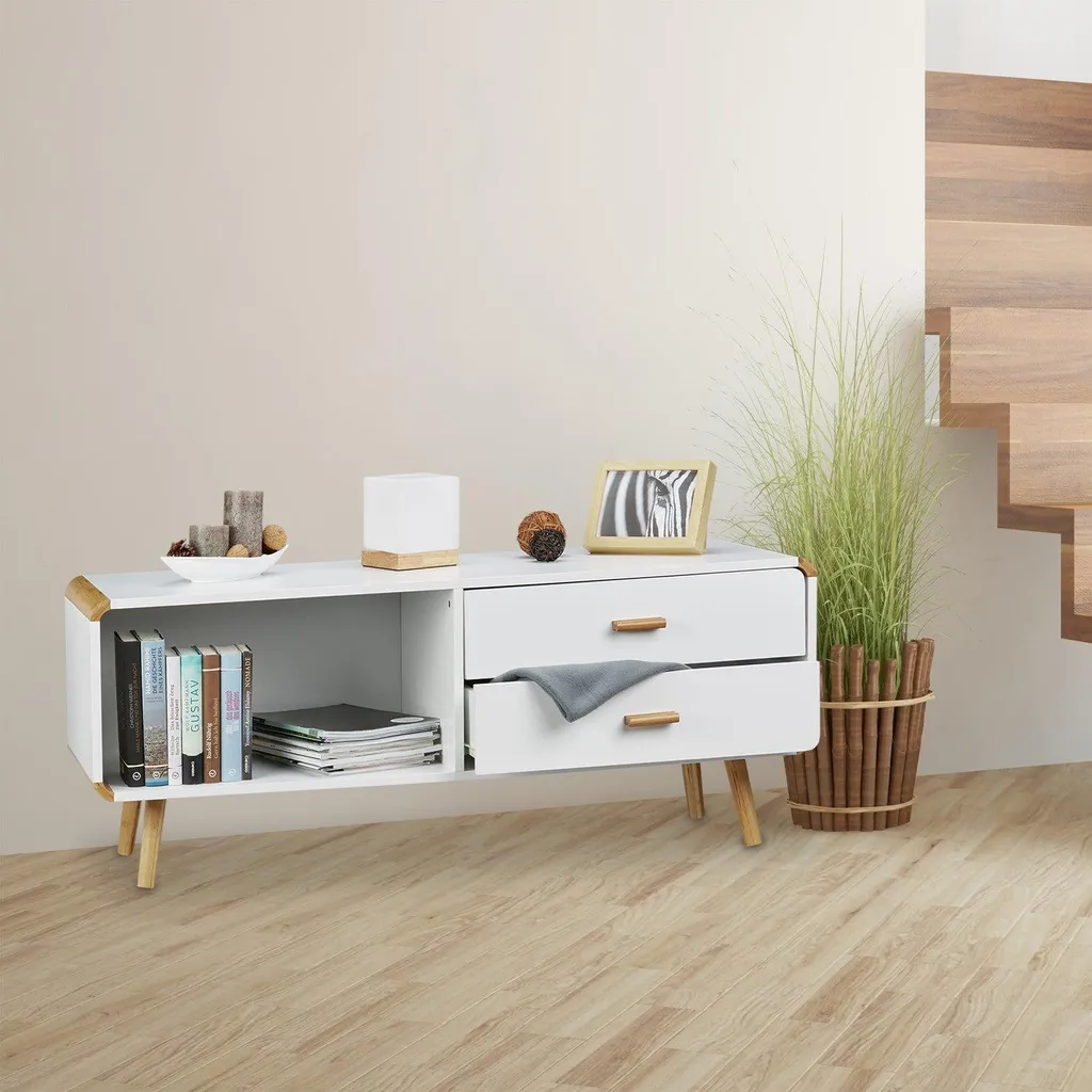 Buffet design aux angles courbes, meuble de rangement nordique épuré - 2
