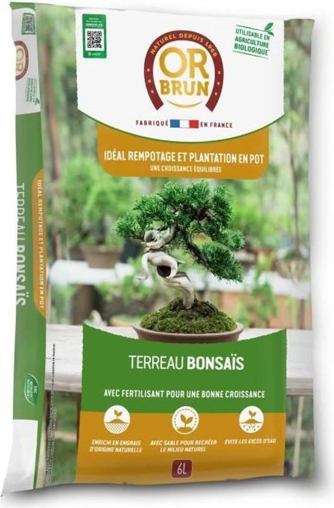 Bonsai-Erde, OR BRUN, 6L, Bessere Verwurzelung, Verbesserte Drainage