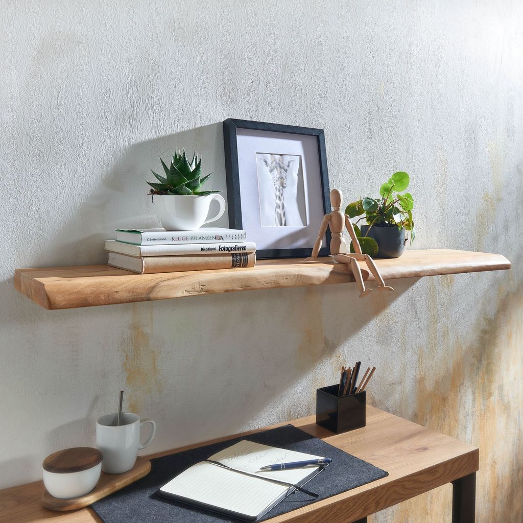 Etagère murale en acacia massif 120 cm | Wohnling Image du produit 