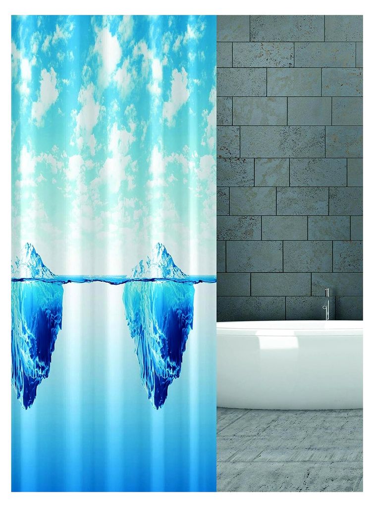 Textil EISBERG BLAU Weiss 240x180 cm 240 BREIT X 180 cm HOCH! Shower Curtain INKL. DUSCHRINGE