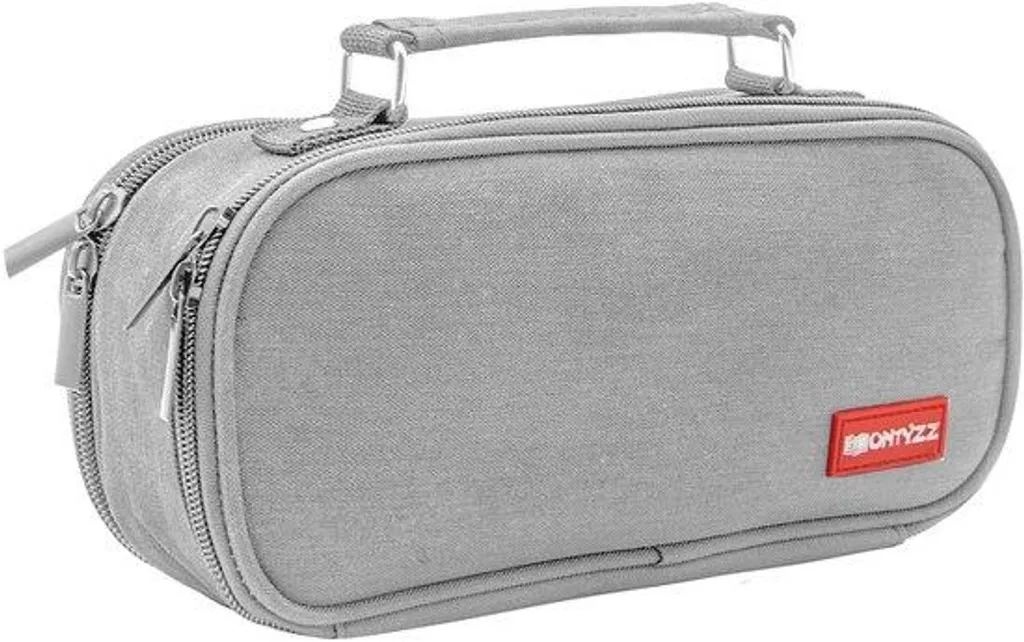 Trousse de maquillage et école grise grande capacité double rangement