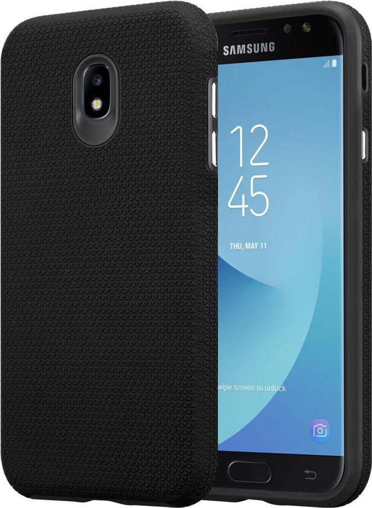 Cadorabo Schutzhülle für Samsung Galaxy J7 2017 Hülle in Schwarz Outdoor Etui Hybrid Handyhülle extra Grip Anti Rutsch