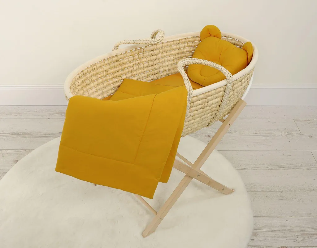 Parure de lit bébé complète 2 pièces avec coussin et matelassage ocre - 5