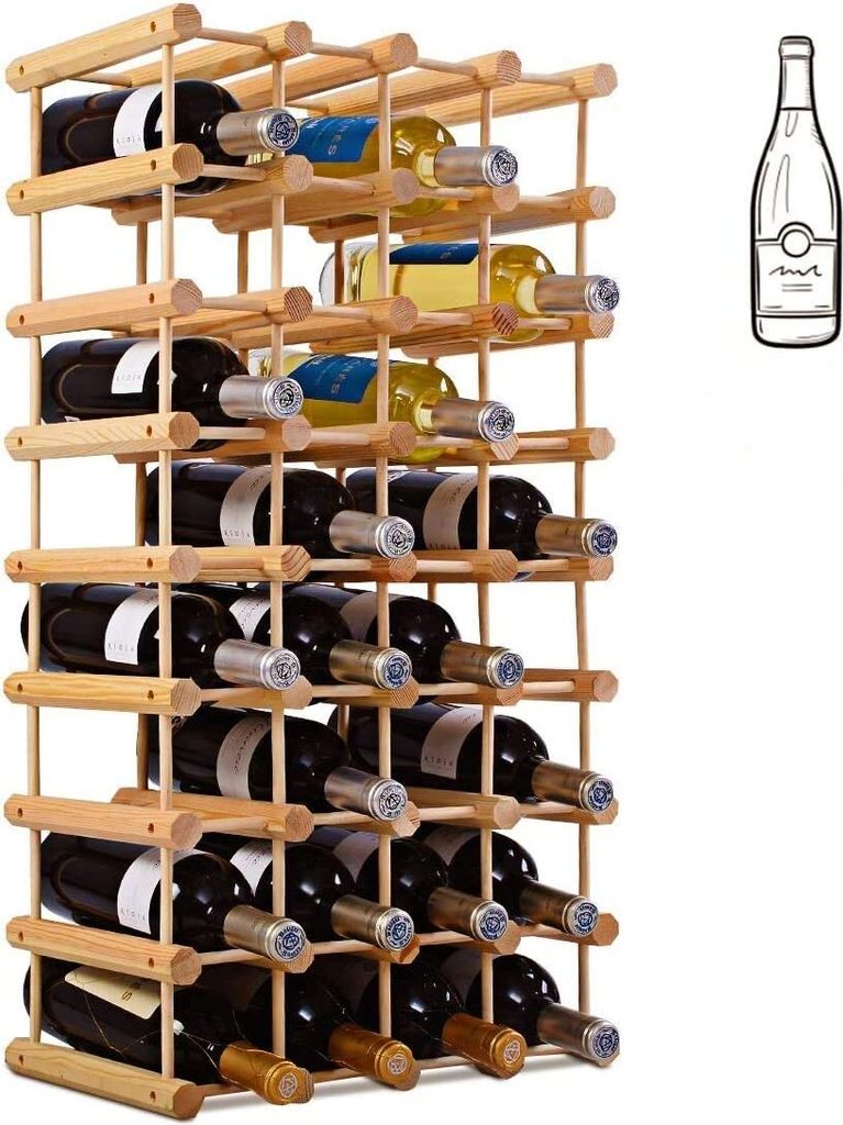 Weinregal Holz, Weinschrank für 40 Flaschen, Flaschenregal erweiterbar, Weinflaschenhalter freistehend, Weinständer Flaschenständer, 85 x 44 x 24cm