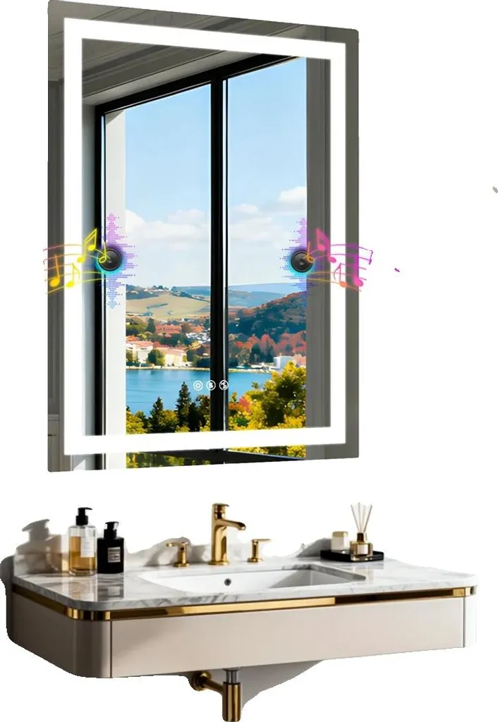 Miroir Bluetooth 70x90 cm : fini l'ennui et la buée avec le tactile LED
