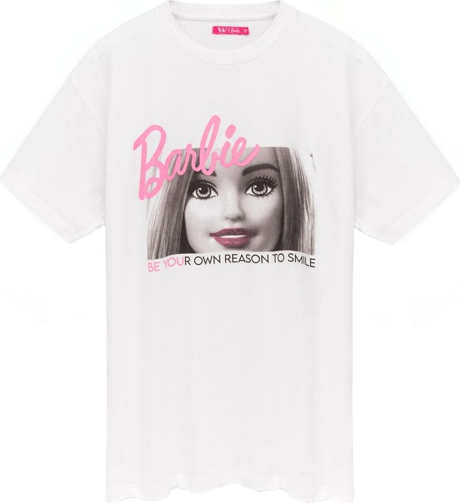 Barbie - "Be You" T-Shirt für Damen NS6716 (L) (Weiß/Grau/Pink)