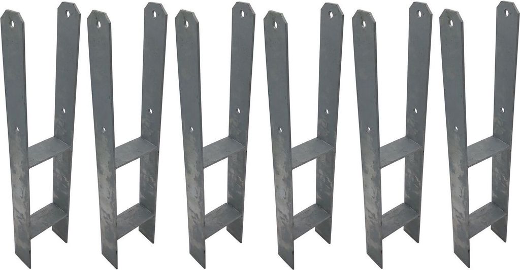 BURI 6 Stück H-Anker Pfostenträger feuerverzinkt 116 / 600 mm H-Träger Pfostenanker
