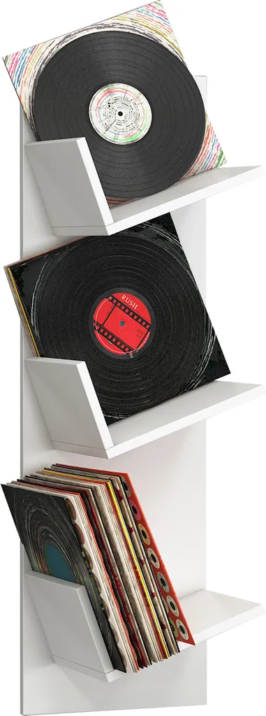 VCM Sulda Étagère Murale CD et Vinyles LP 106x33x26 cm - Bois Blanc