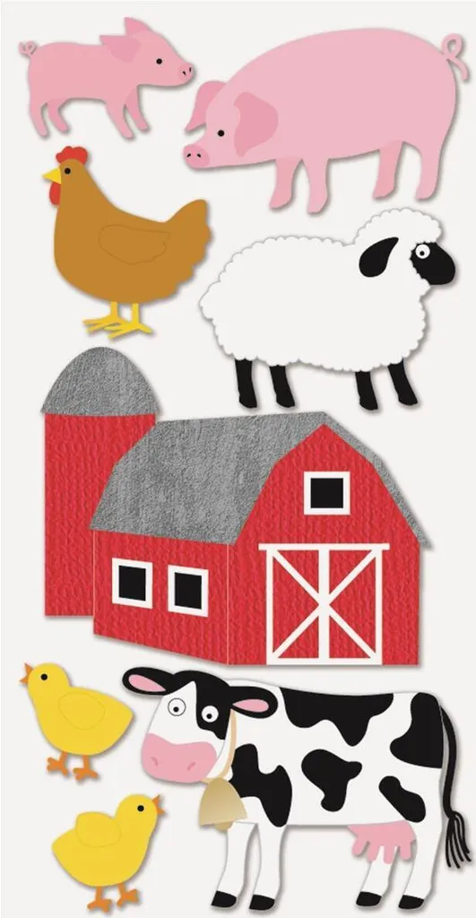 Autocollants Animaux de la ferme pour enfant, Planche Stickers Heyda
