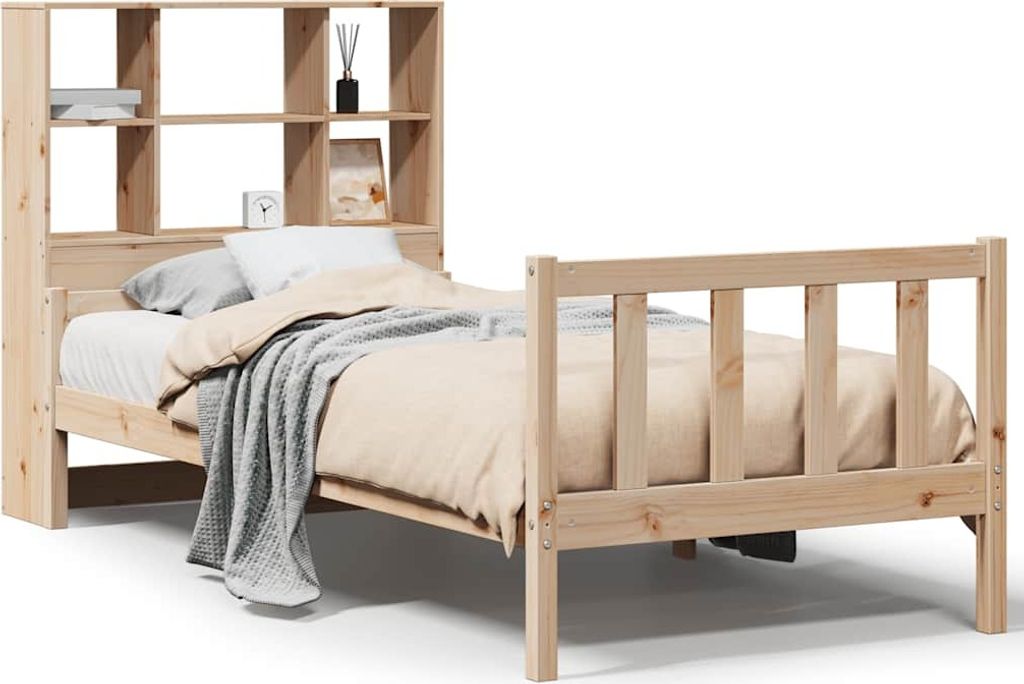 Massivholzbett mit Regal ohne Matratze 90x190 cm Kiefer