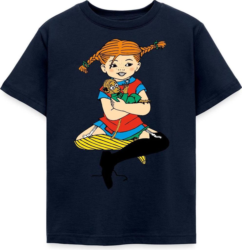 Spreadshirt Pippi Langstrumpf Zusammen Mit Herr Nilsson Kinder T-Shirt, 98/104 (3-4 Jahre), Navy
