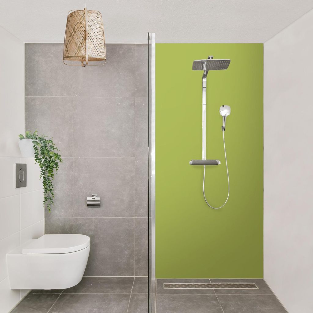 Duschrückwand mit Motiv selbstklebend - 0.35 mm Wandpaneel wasserfest Design grün Unifarben Badrückwand fugenlos Smart matt 110x210 cm